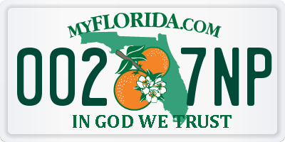 FL license plate 0027NP