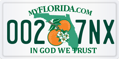 FL license plate 0027NX