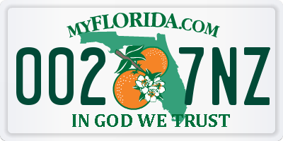 FL license plate 0027NZ