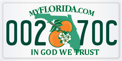 FL license plate 0027OC