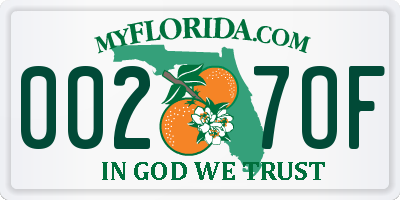 FL license plate 0027OF