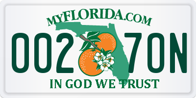 FL license plate 0027ON