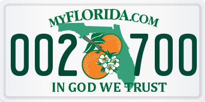 FL license plate 0027OO