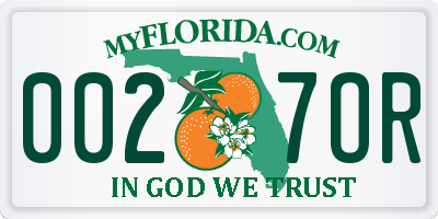 FL license plate 0027OR