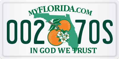 FL license plate 0027OS