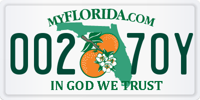 FL license plate 0027OY