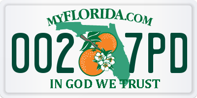 FL license plate 0027PD