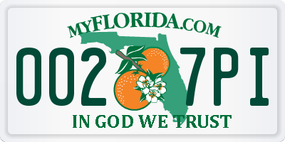 FL license plate 0027PI