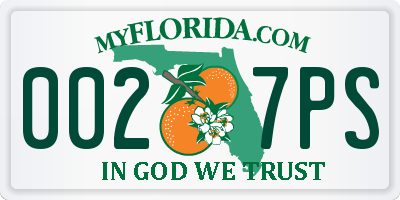 FL license plate 0027PS