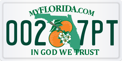 FL license plate 0027PT