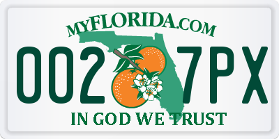 FL license plate 0027PX