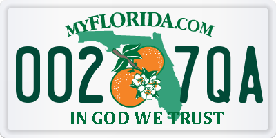 FL license plate 0027QA