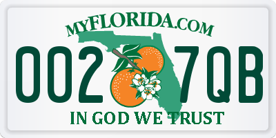 FL license plate 0027QB