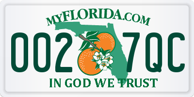 FL license plate 0027QC