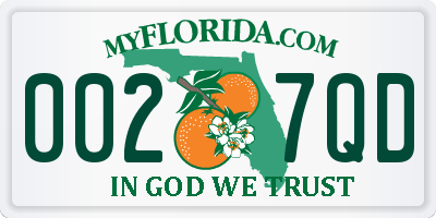FL license plate 0027QD