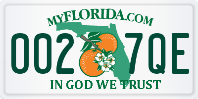 FL license plate 0027QE