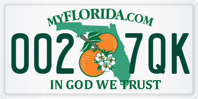 FL license plate 0027QK