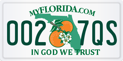 FL license plate 0027QS