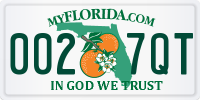 FL license plate 0027QT