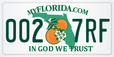 FL license plate 0027RF