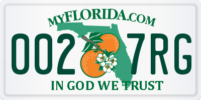 FL license plate 0027RG