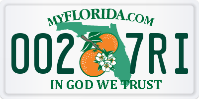 FL license plate 0027RI