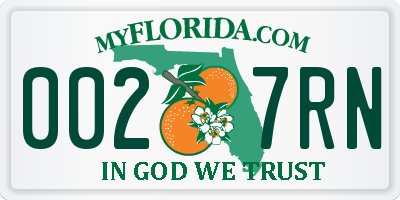 FL license plate 0027RN