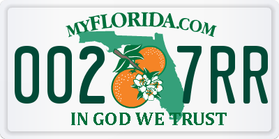 FL license plate 0027RR