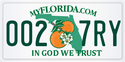 FL license plate 0027RY