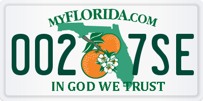 FL license plate 0027SE