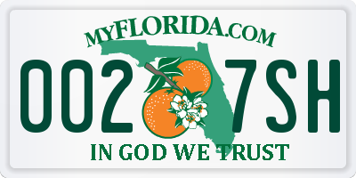 FL license plate 0027SH