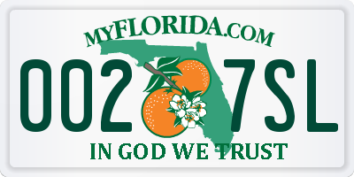 FL license plate 0027SL