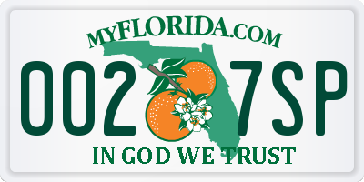 FL license plate 0027SP
