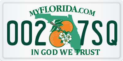 FL license plate 0027SQ