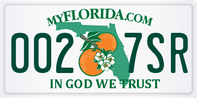 FL license plate 0027SR