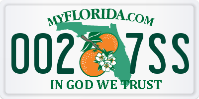 FL license plate 0027SS
