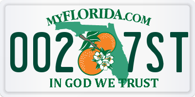 FL license plate 0027ST