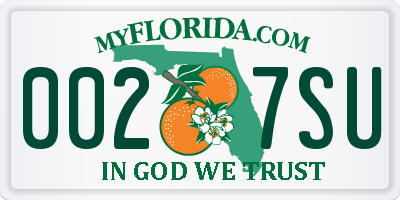 FL license plate 0027SU