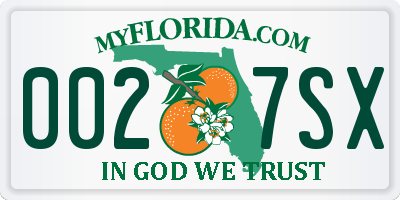 FL license plate 0027SX