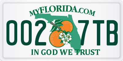 FL license plate 0027TB