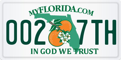 FL license plate 0027TH