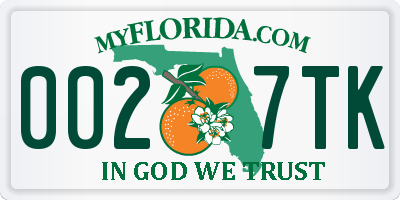FL license plate 0027TK