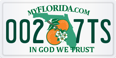 FL license plate 0027TS