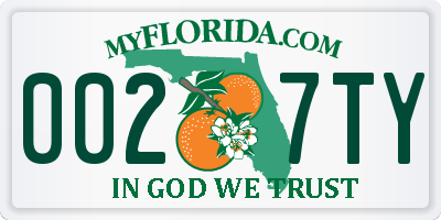 FL license plate 0027TY