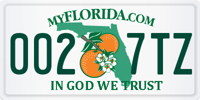 FL license plate 0027TZ