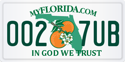 FL license plate 0027UB
