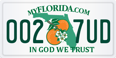 FL license plate 0027UD