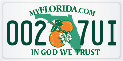 FL license plate 0027UI