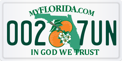 FL license plate 0027UN