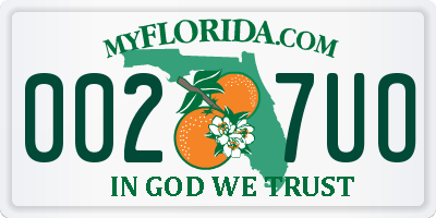 FL license plate 0027UO